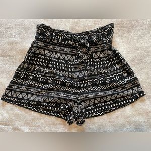 Aztec print paperbag shorts